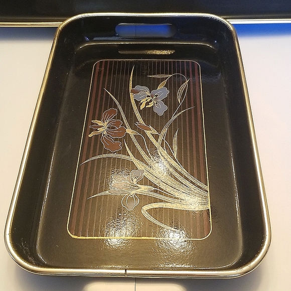 Vintage Orchid Design Set of Serving Trays